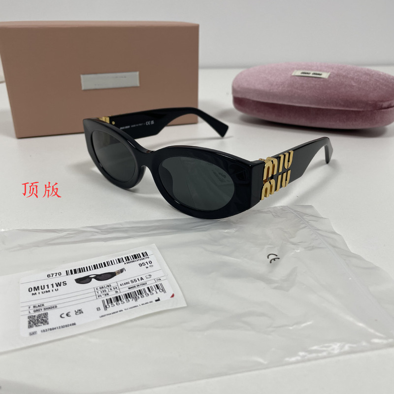 Miaojia Sunglasses Women's High Version Cat's Eye Oval Plate Gold Letter Leg Sunglasses Anti-uv miu11w