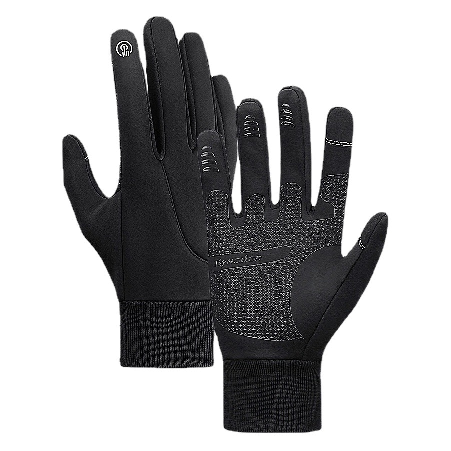 Outdoor autumn and winter men's warm riding non-slip touch screen windproof wear-resistant water-repellent cold-proof bicycle sports gloves