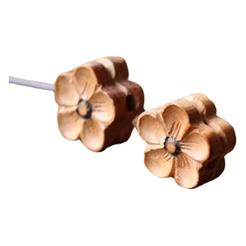 Подвеска из персикового дерева с резным цветком сливы (пятилепестковый), бусины для рукоделия, аксессуары для браслетов и ожерелий, подвеска в виде четырехлистного клевера, аксессуары для самостоятельного изготовления украшений