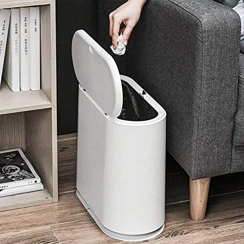 Large capacity household kitchen trash can with elastic lid wholesale white plastic toilet garbage kitchen gap trash can