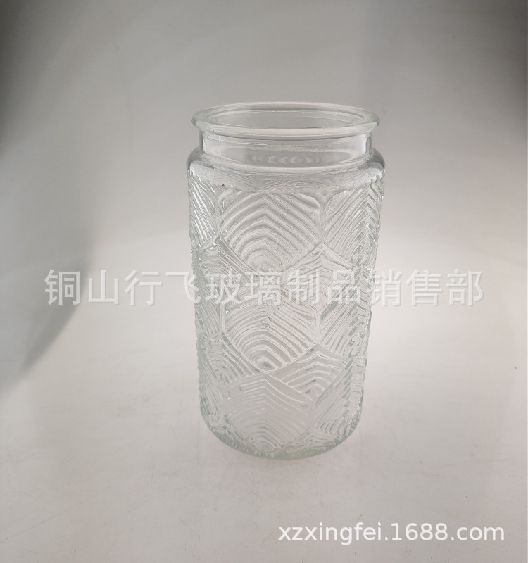 1000ml vintage Begonia en relieve botella de vidrio multi-grano tapa de bambú tarro de té tarro de almacenamiento de vidrio transparente tarro de caramelo