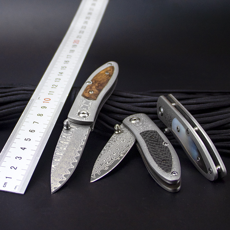 蜈蚣大马士革钢折叠刀高硬度便携口袋锋利小刀迷你防身礼品折刀具
