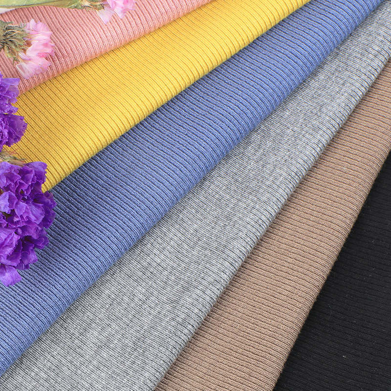 春秋现货高弹法国细罗纹 32S螺纹布料打底衫针织面料 2*2罗纹布料