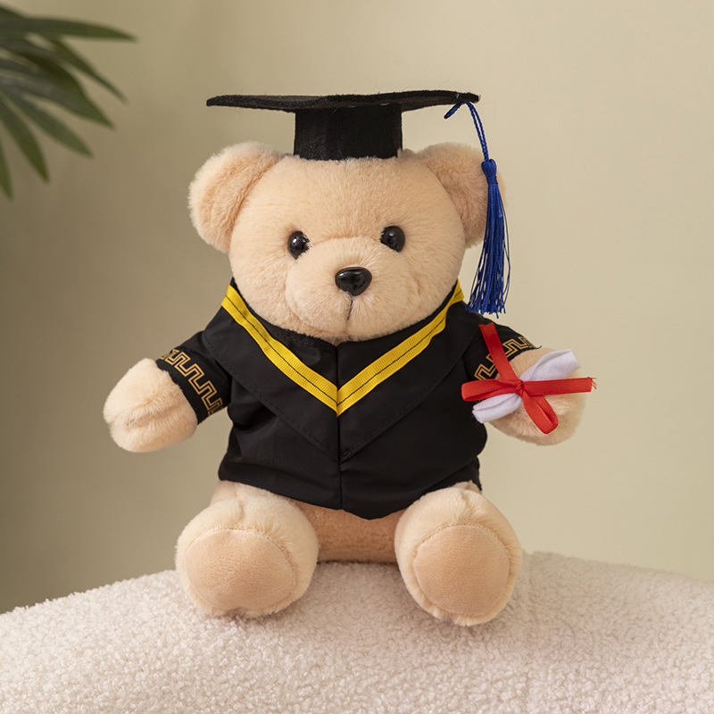 Doctor oso juguetes de peluche maestría uniformes de licenciatura muñecas osos regalos conmemorativos de graduación pueden agregar logotipo escolar