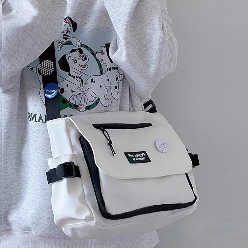 Harajuku Ins Style Pure Color Bag for Men and Women, Same Style Crossbody Bag, New Simple College Student School Bag, Shoulder Bag
