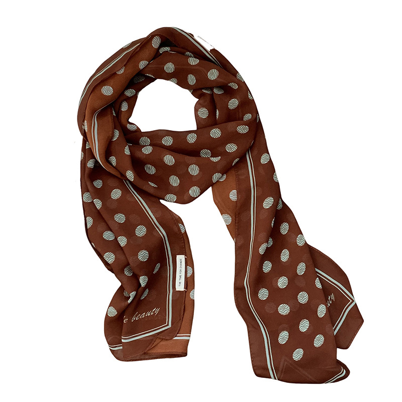 Bufanda de seda, sentido avanzado, todo fósforo, nuevo estilo multiusos, lunares, rosa, cuello, bufanda, bufanda, pañuelo, cinturón para el cabello, cinturón decorativo