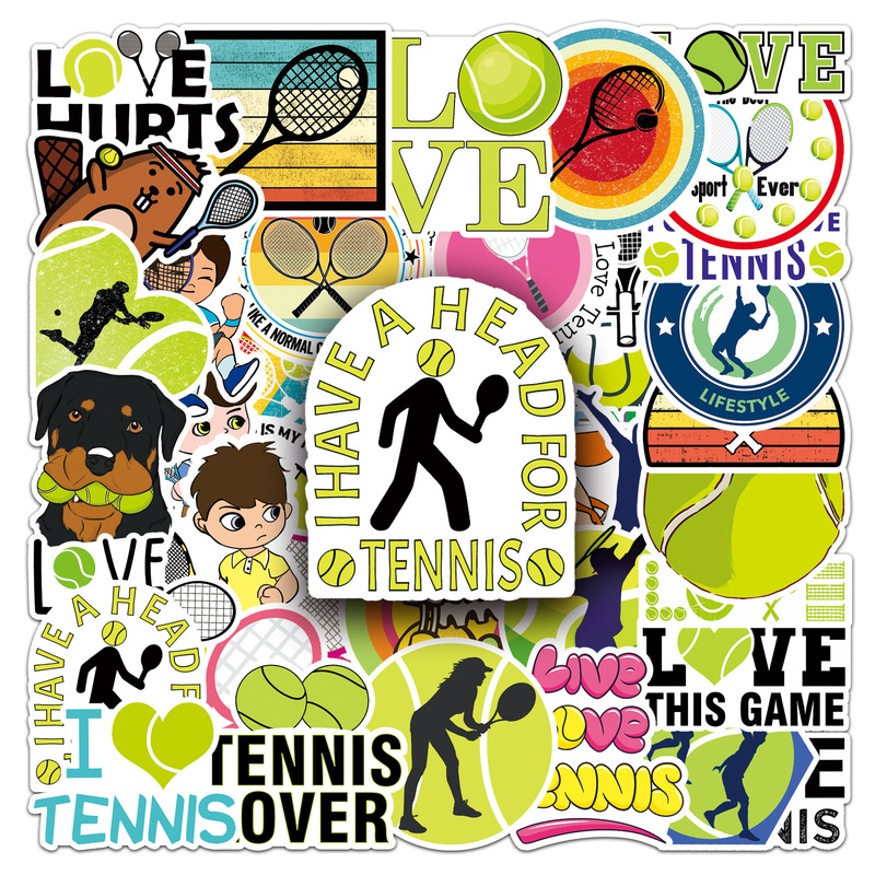 50 tennis graffiti personality cross-border sports creative DIY skateboard phone case luggage sticker waterproof