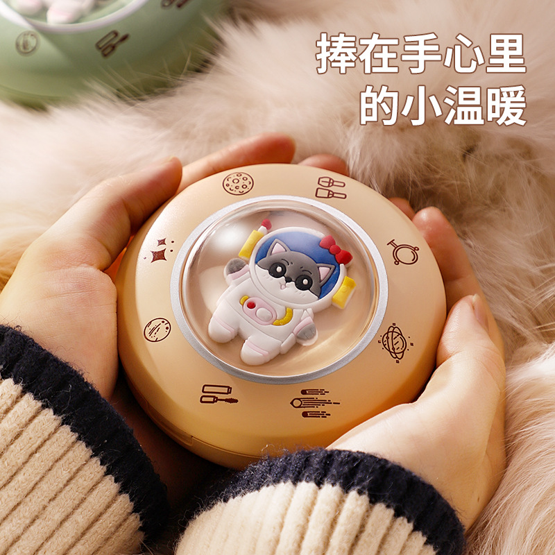 (2개) 새로운 겨울 손 따뜻한 메이크업 거울 LED 미니 휴대용 창조적 인 따뜻한 USB 전원 3 대 1 멀티 기능