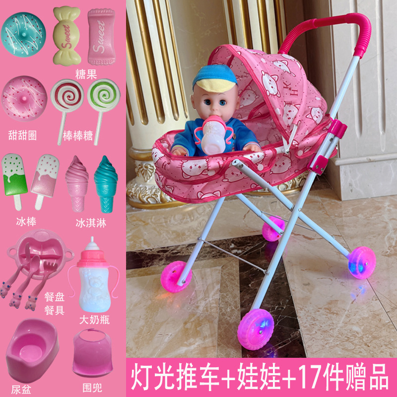 Cochecito de hierro para niños Juguetes Bebés Bebés Bebés Bebés Orinando con Muñecas Carrito de compras para bebés Niños y niñas