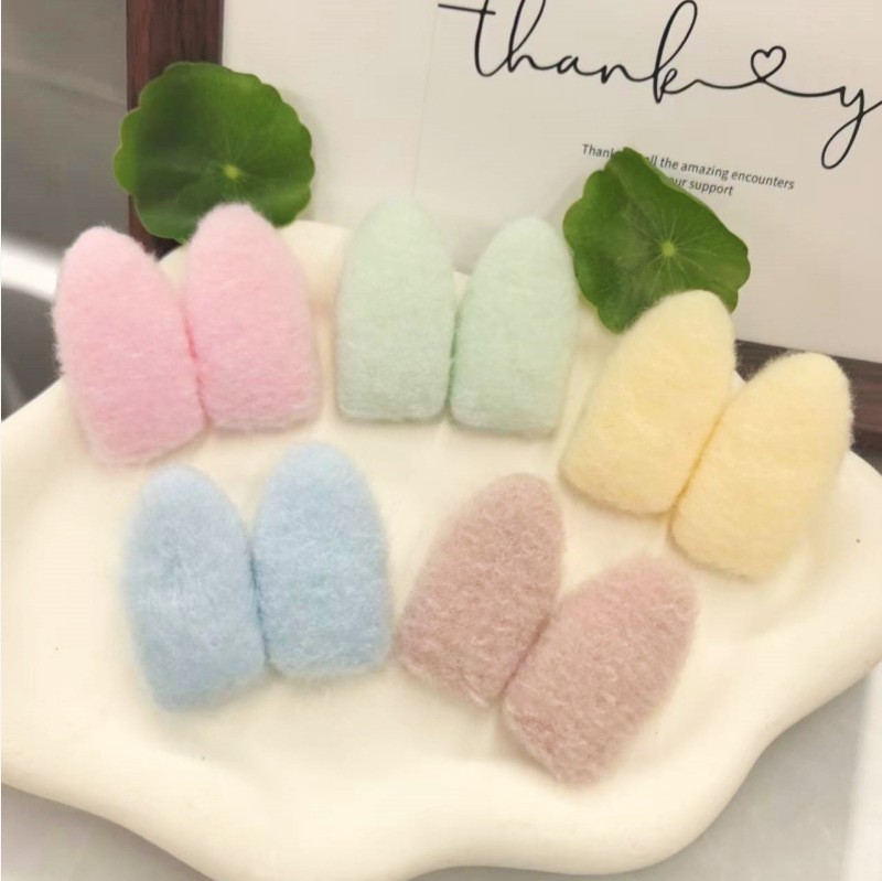 ins风立体兔耳朵毛绒材料DIY手机壳配件儿童鞋袜装饰卡通吧唧制作