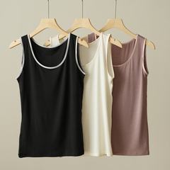 福利無補 含少量蠶絲 女士大圓領寬肩背心 內搭外穿吊帶 夏款女裝