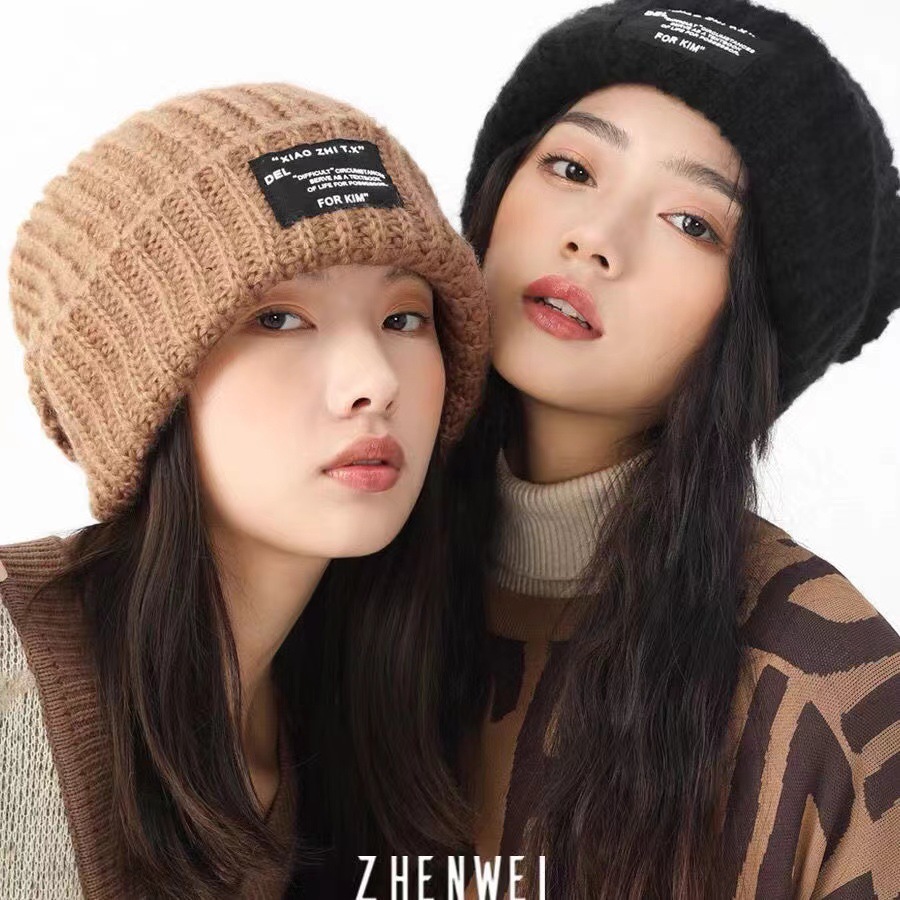 Autumn and Winter Warm Letter Versatile Knitted Ear Protection, Personalized Trendy Cold Hat, Unisex Stacking Hat_voghion.com