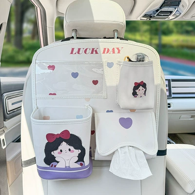 Chair back anti-kick pad Princess Long Hair Boys and - chair-back-storage-bag-love-chubby-black-hair-princess-multifunctional-style-print-leather-white