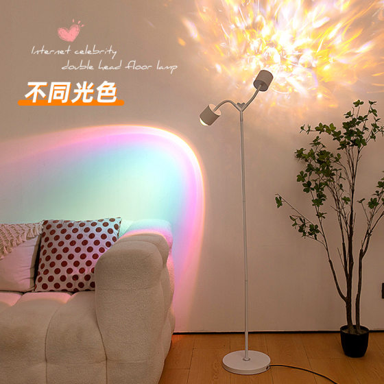 Double-headed water ripple atmosphere lamp floor-to-floor living room lamp bedroom online red explosions live room projection sunset sunset red