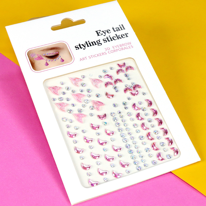 Pegatinas de Pedrería para Maquillaje Facial y Ojos de Resina Autoadhesivo Brillante para Maquillaje Facial y Ojos