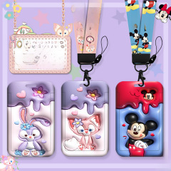 Creative card holder lanyard easy-pull buckle retractable student brand bus subway citizen meal card anti-lost pick-up card holder