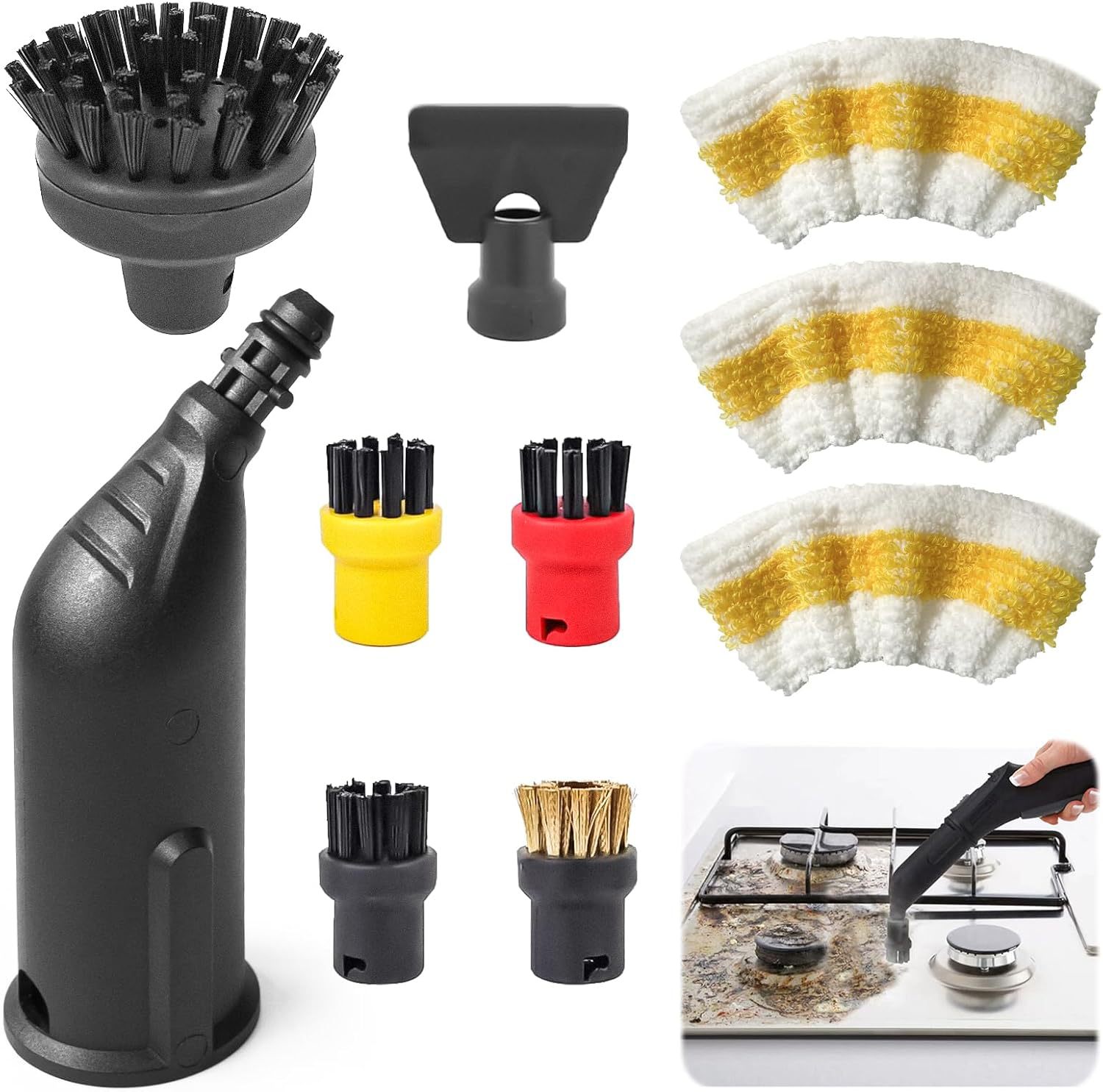 Adecuado para accesorios de vapor Karcher Kach, trapo, trapo, accesorios de vapor Karcher, cepillo redondo pequeño, cepillo de cobre
