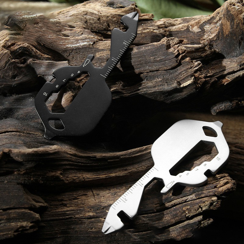 (2개) 야외 EDC 다기능 도구 카드 야외 휴대용 병따개 스테인레스 스틸 조합 다목적 정밀 공백 도구 카드