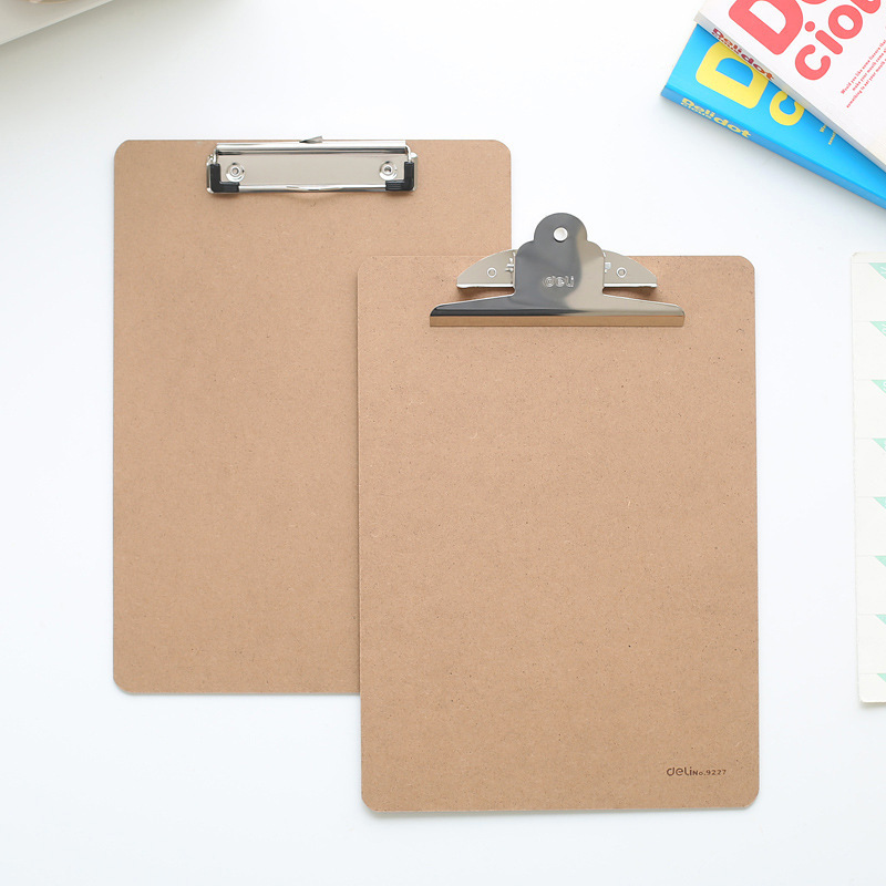 Deli 9226 tablero clip madera contrachapada A4 almohadilla de madera Carpeta de madera tablero de escritura clip A4 tablero de madera clip