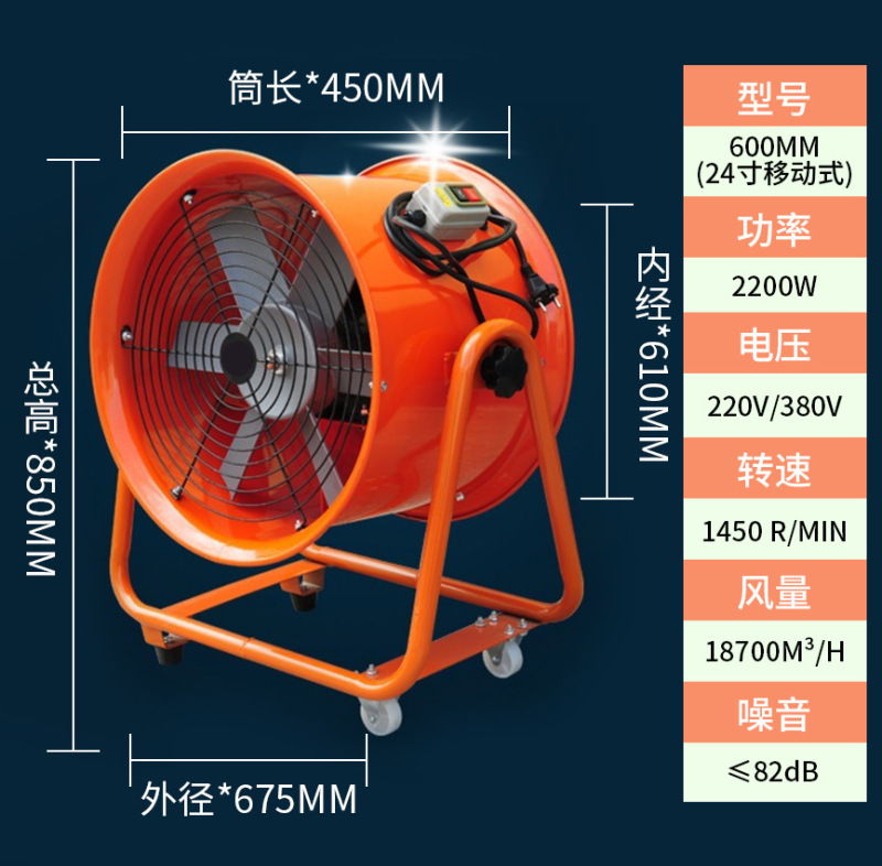 手提式轴流风机220V移动式排风扇抽鼓风机有限空间工业SFT通批发|undefined