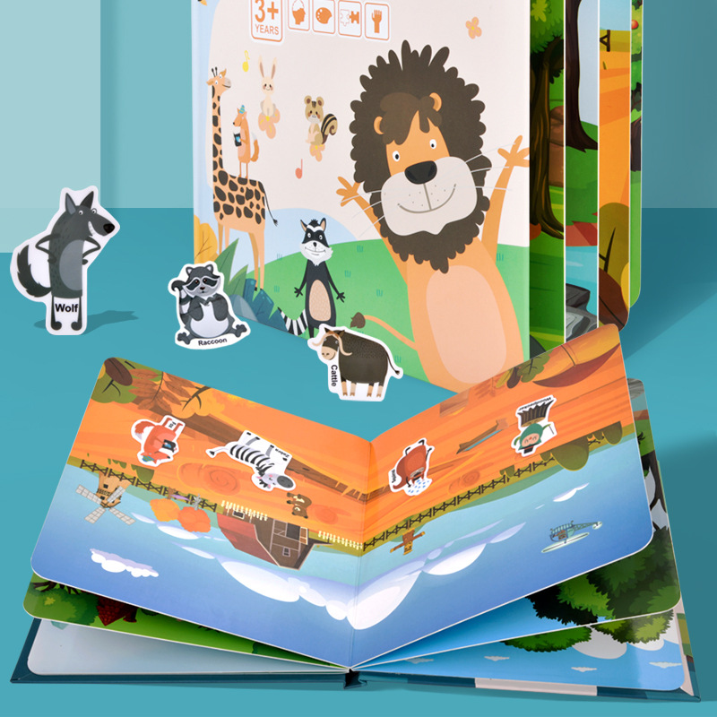 Diversión para niños jalea mágica pegatina libro rompecabezas bebé educación temprana repetidamente pegar pegatina de dibujos animados juguete