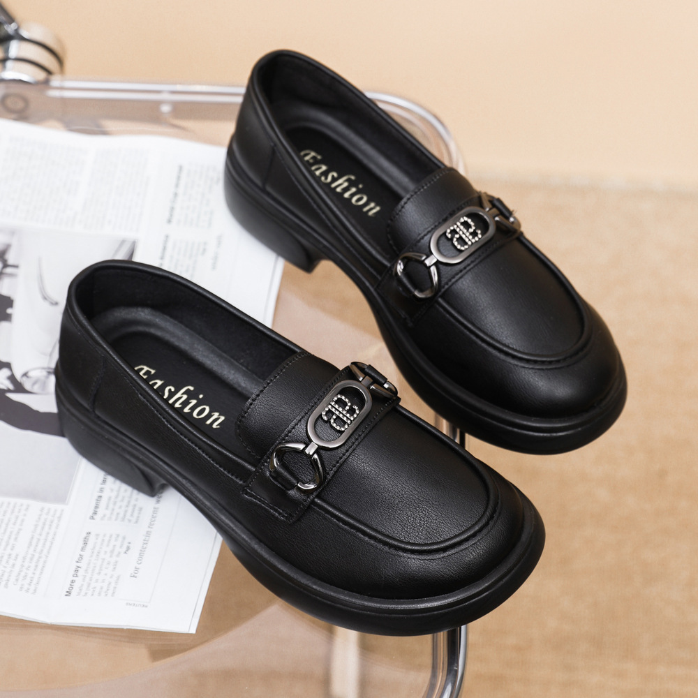 Zapatos de cuero de suela gruesa de moda estilo británico JK zapatos de mujer primavera y verano superficial zapatos de moda casual zapatos de pie único zapatos de mujer