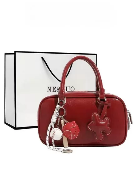 Simple Niche Design Bowling Bag for Women, Fashionable Autumn and Winter New Retro Handbag, Single Shoulder Crossbody Boston Bag