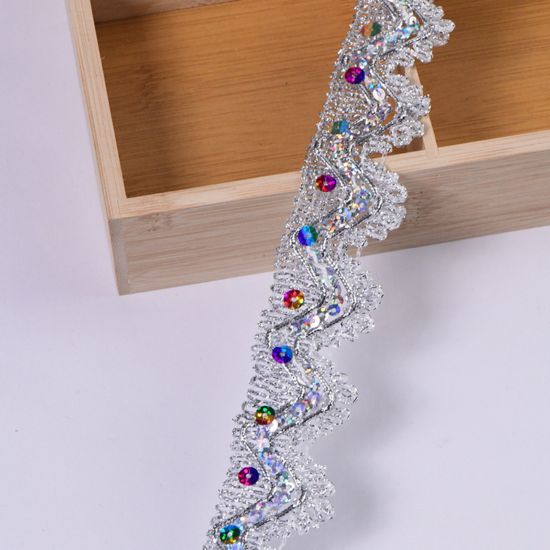 Venta directa de fábrica spot oro y plata lentejuelas encaje ropa accesorios de encaje encaje tres flores encaje