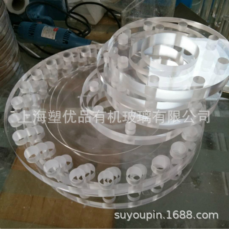 亚克力透明板 方形 圆形法兰板 可视窗 透明有机玻璃盲板厚度20mm