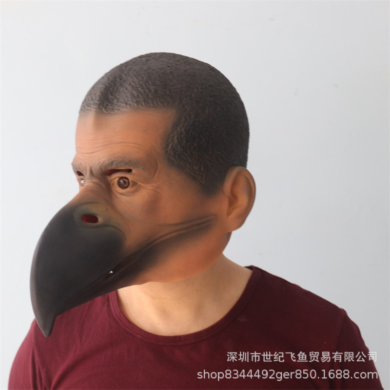 Celebrity Cock cabeza cubierta negro pájaro boca máscara TikTok estudio en vivo divertido talla de arena accesorios máscara facial de Halloween