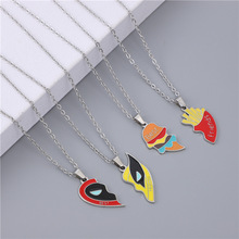 欧美汉堡薯条拼接项链新款超人百搭个性男女吊坠饰品项链