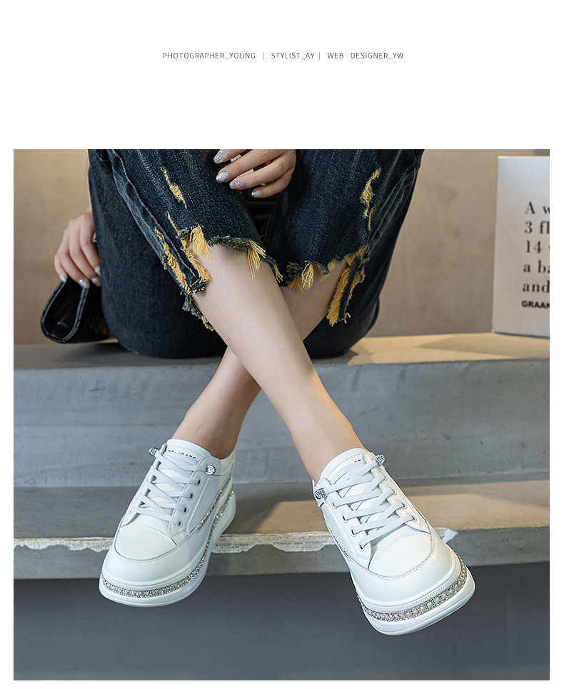 Genuine Leather White Women, Slip-On, 2025 Autumn New Thick-Soled Casual Shoes, Lightweight, Height-Increasing Sneakers_vogvips.com