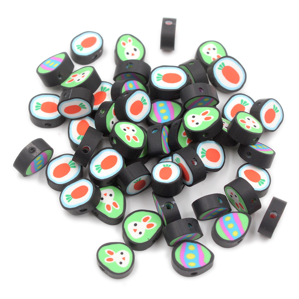 Cuentas de cerámica suave DIY, caras sonrientes, sueltas para pulseras y collares