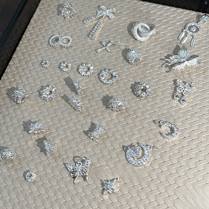 水晶DIY 亮银色控 百搭个性水晶手串隔片隔珠提溜吊坠配件|undefined