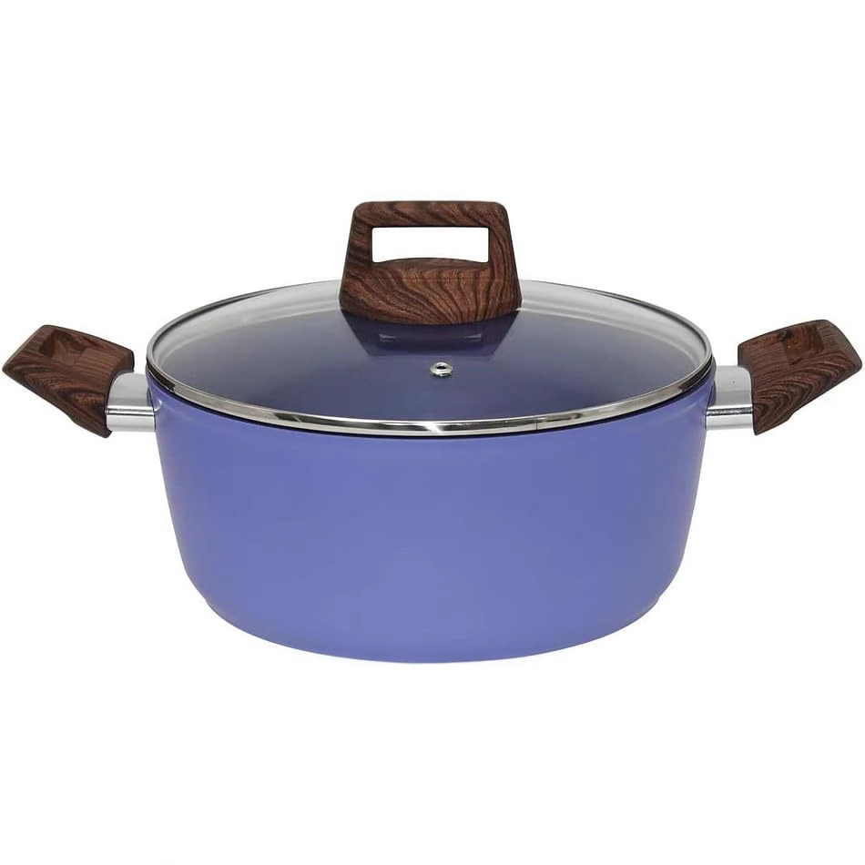 Juego de olla antiadherente de granito transfronterizo de 9 piezas Juego de olla morada para el hogar Juego de olla para freír olla de sopa olla de aluminio