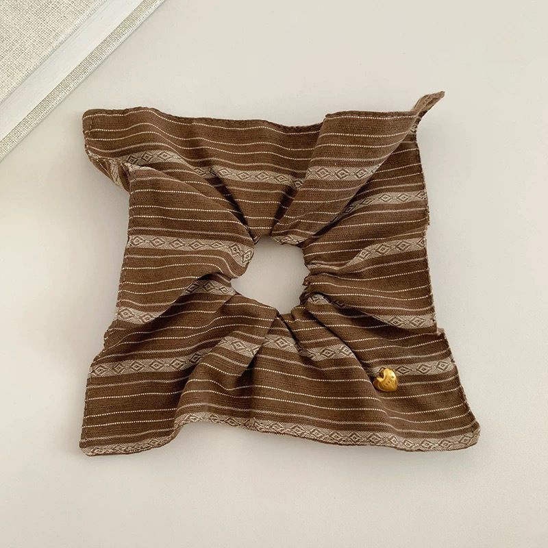 Резинка для волос 180 геометрическая четырехугольная - кофейного цвета