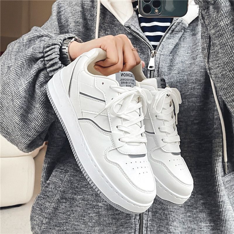 Men's Shoes Autum 2025 New Casual Flats Versatile White Shoes Breathable Pure White Thick-Soled Sports Niche Sneakers