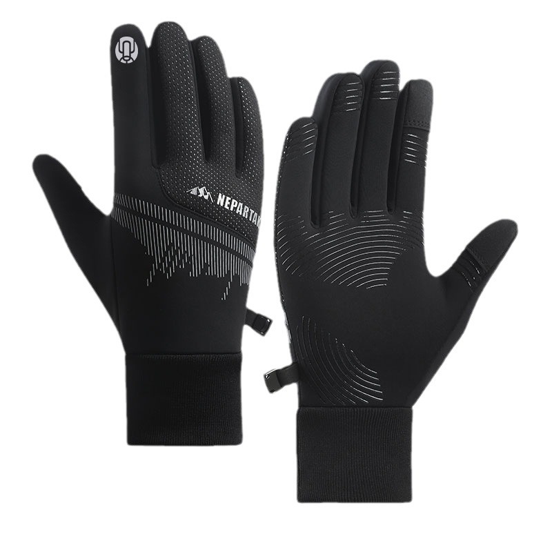 屋外防水手袋、冬用タッチスクリーン、防風性と保温性、ジッパー付きスポーツ手袋、男性と女性用、ベルベット、登山、スキー用手袋
