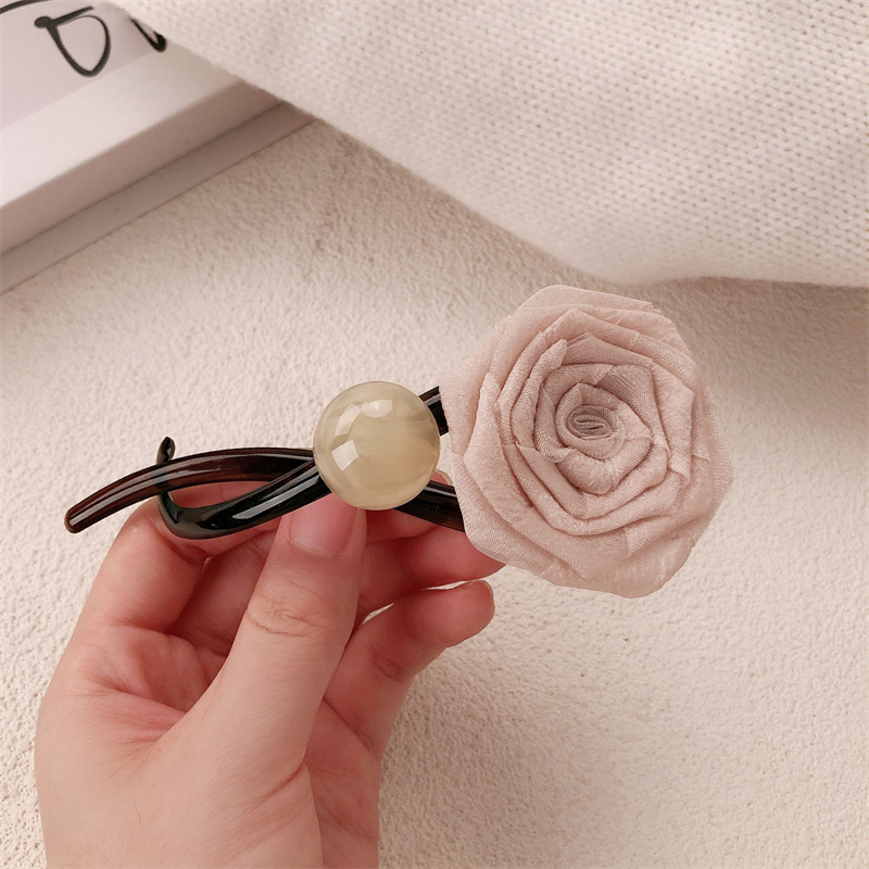 Nuevo estilo chino rosa seca clips para el cabello feminino torcido una palabra agarrar clips para el cabello en la cabeza detrás de la boca de pato clips para el cabello adornamiento