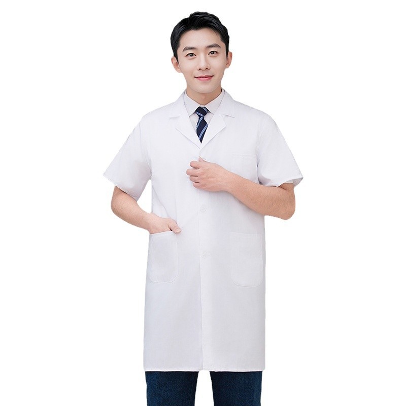 白衣長袖医師服秋冬モデル厚手男性医師看護師服実験服半袖コート学生作業服