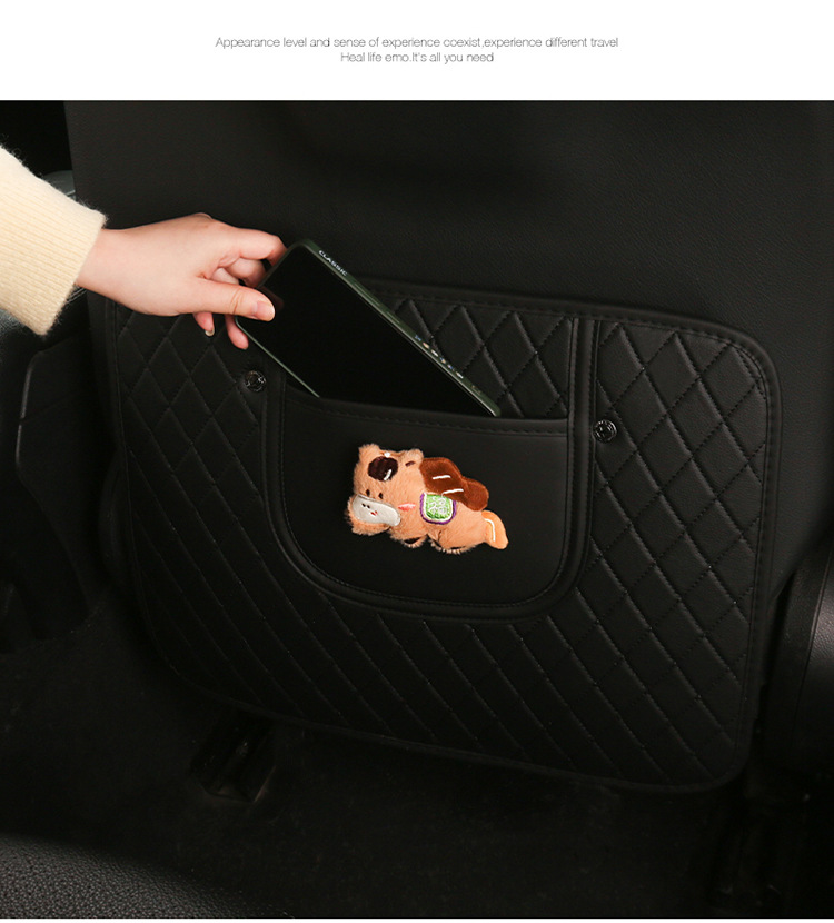 Car Anti-Kick Pad, Children's Seat Back Anti-Kick Pad, New Year of the Horse Quilted Embroidered Leather Anti-Kick Pad, Rear Seat Back Protection Pad