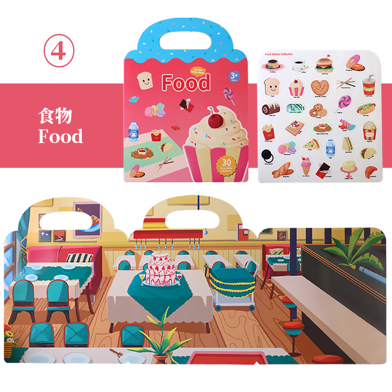 Libro de calcomanías de gelatina portátil para niños de 2-3 a 6 años de edad pegatinas de entrenamiento de concentración para bebés libros silenciosos juguetes educativos