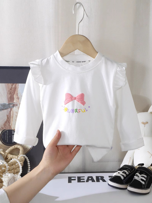 新しい女の子の耳長袖Tシャツベビーコットントップ春と秋の子供の女の赤ちゃんのファッショナブルなボトリングシャツ|undefined