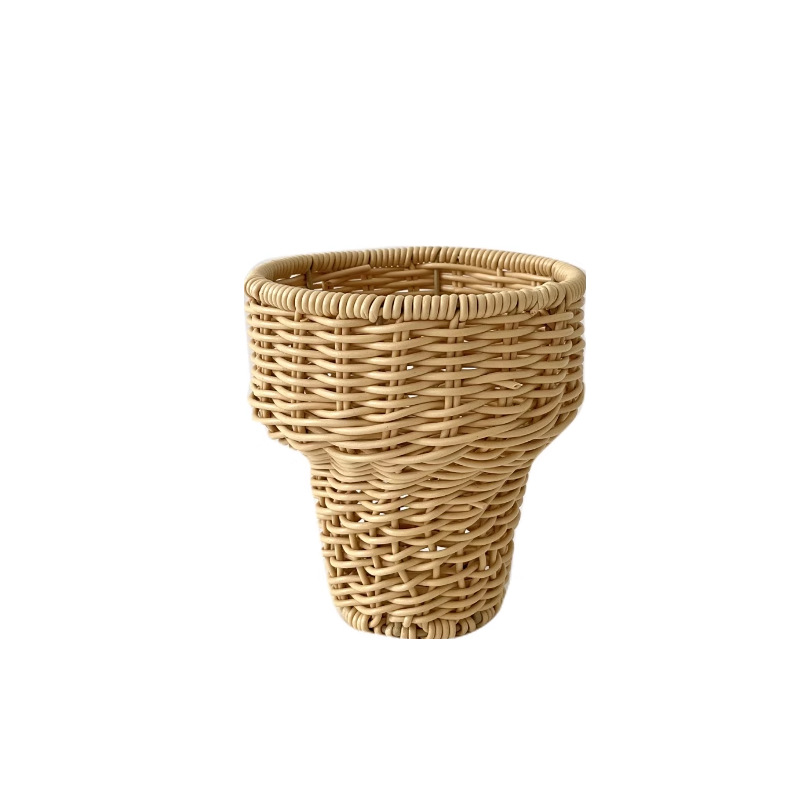 Cesta de flores de castaño rojo en línea Cesta de flores de helado de caña DiDi tela de paja Cesta de flores de castaño mano Cesta de flores de castaño