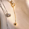 Small design advanced necklace with tassels, universal accessory, silver 925 sample, high-quality style, bright catchy style