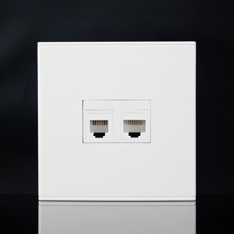 86型一位免打网络电话插座CAT5E网线宽带+CAT3语音电话线墙壁面板