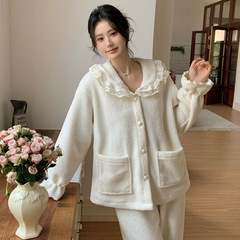 睡衣女秋冬季套装新款加厚保暖长袖厚绒甜美宽松睡衣家居服可外穿