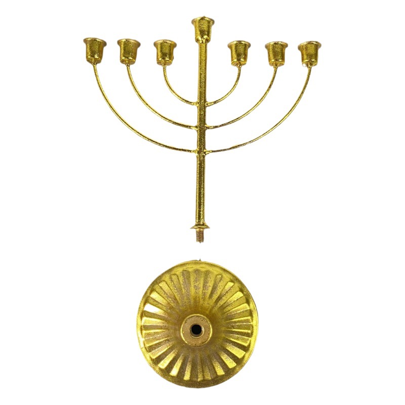 Israel transfronterizo candelabro de nueve cabezas Hanukkah candelabro de hierro forjado dorado oración festiva vintage candelabro