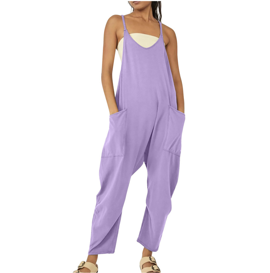 2022 mujeres europeas y americanas ropa Amazon tamaño estación independiente popular color sólido cremallera parche bolsa Sling jumpsuit grasa cadera Pantalones