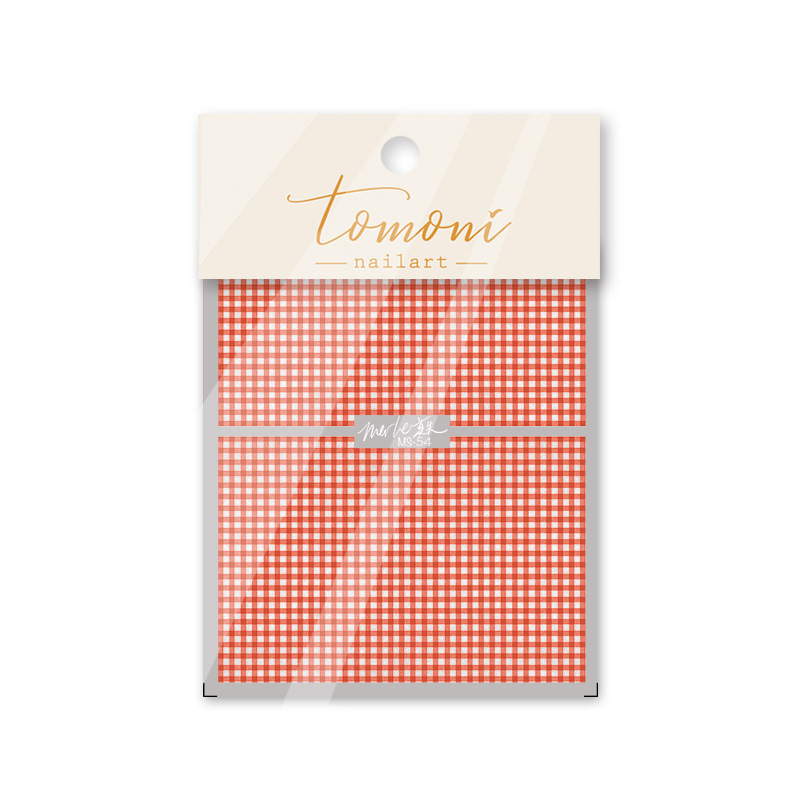 Pegatinas de uñas ins fresa en relieve ultrafino pequeño a cuadros frescos adhesivo nupcial uñas encaje decoración de uñas chica